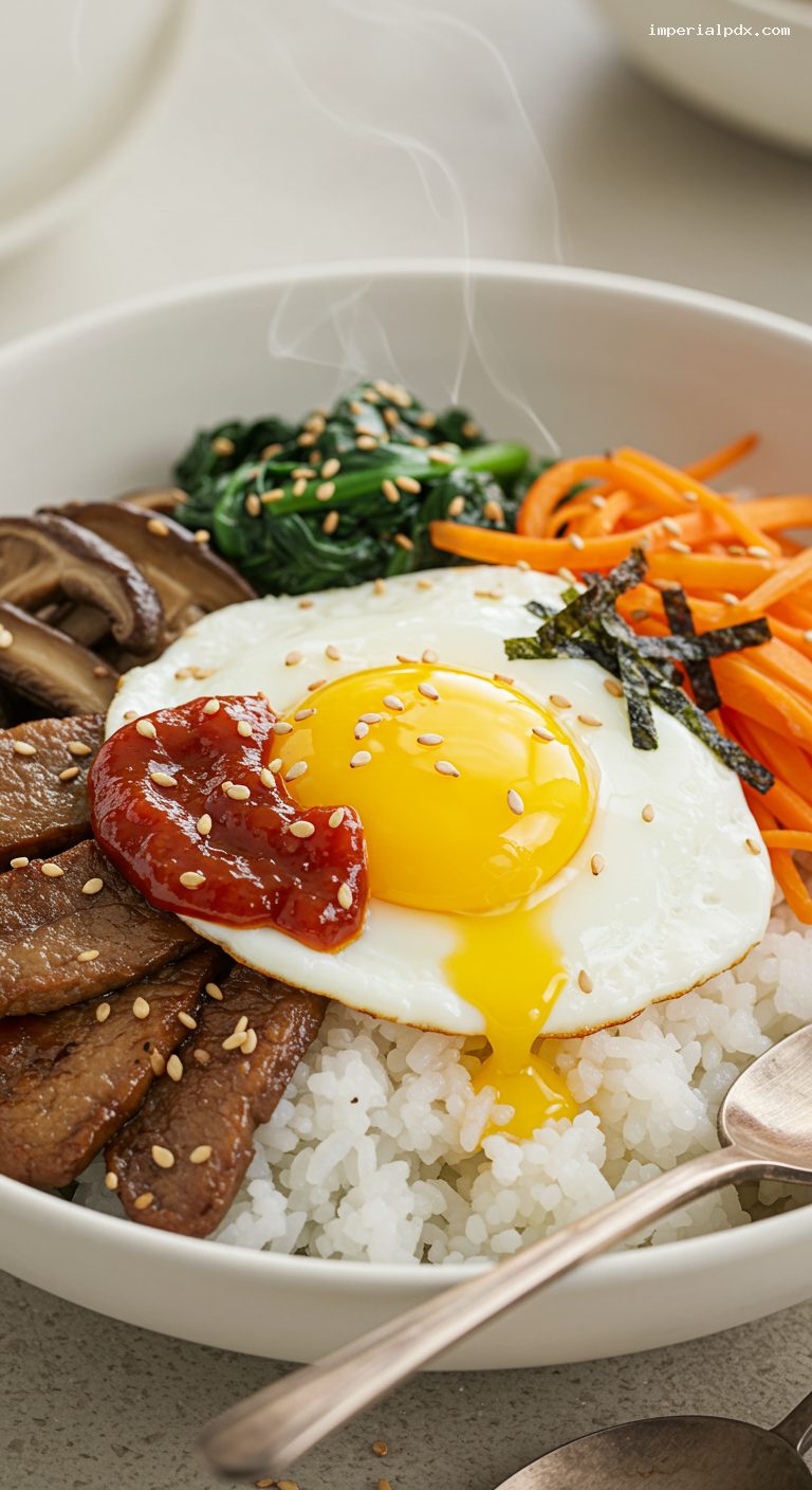 Bibimbap with Gochujang and Toppings – Closeup