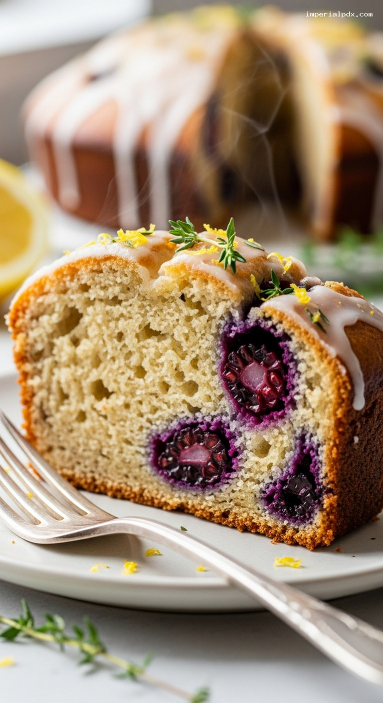 Blackberry Lemon-Thyme Quick Bread – Closeup