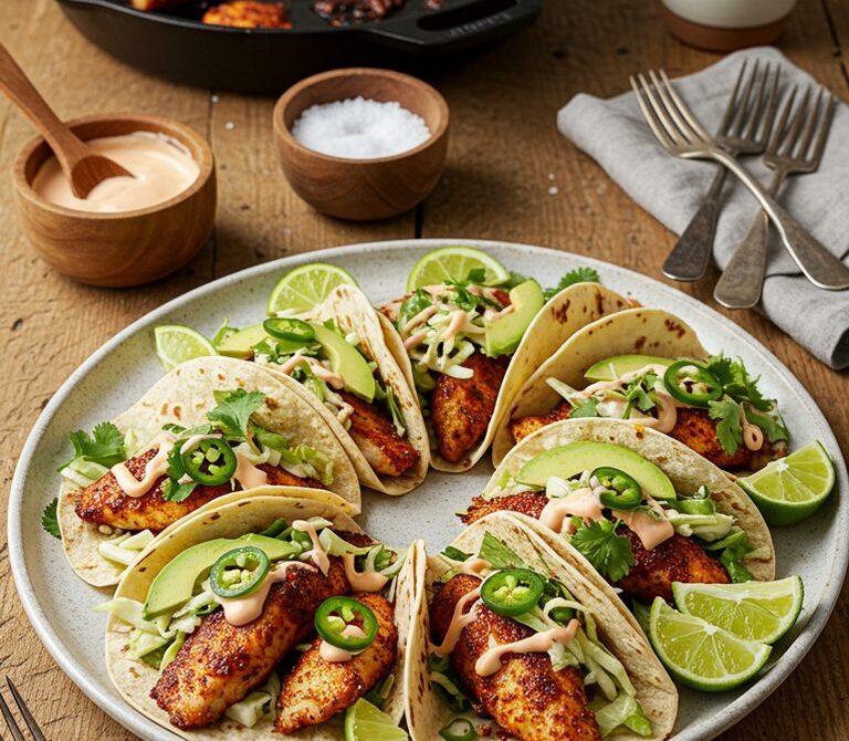 Blackened Red Snapper Tacos with Cilantro-Lime Slaw