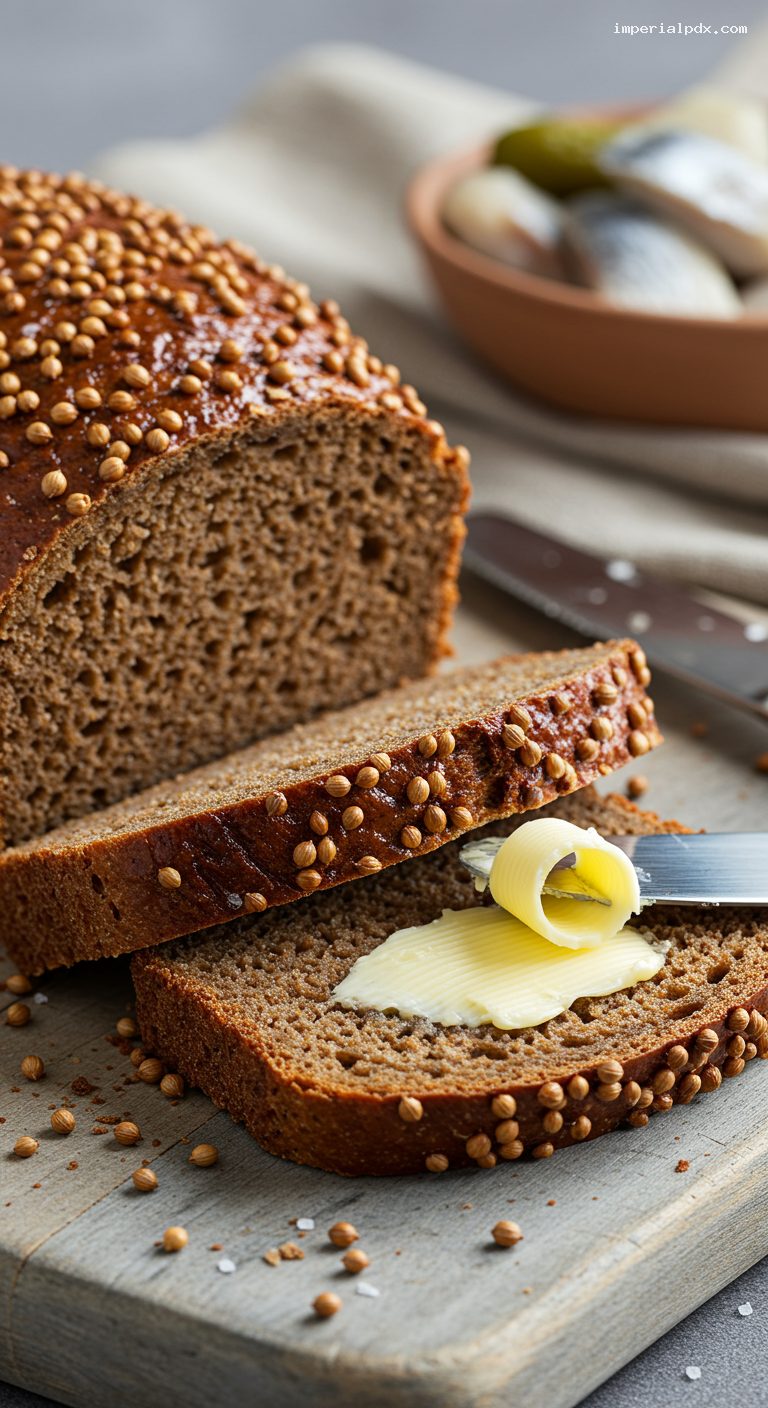 Borodinsky Rye Bread with Malt and Coriander – Closeup