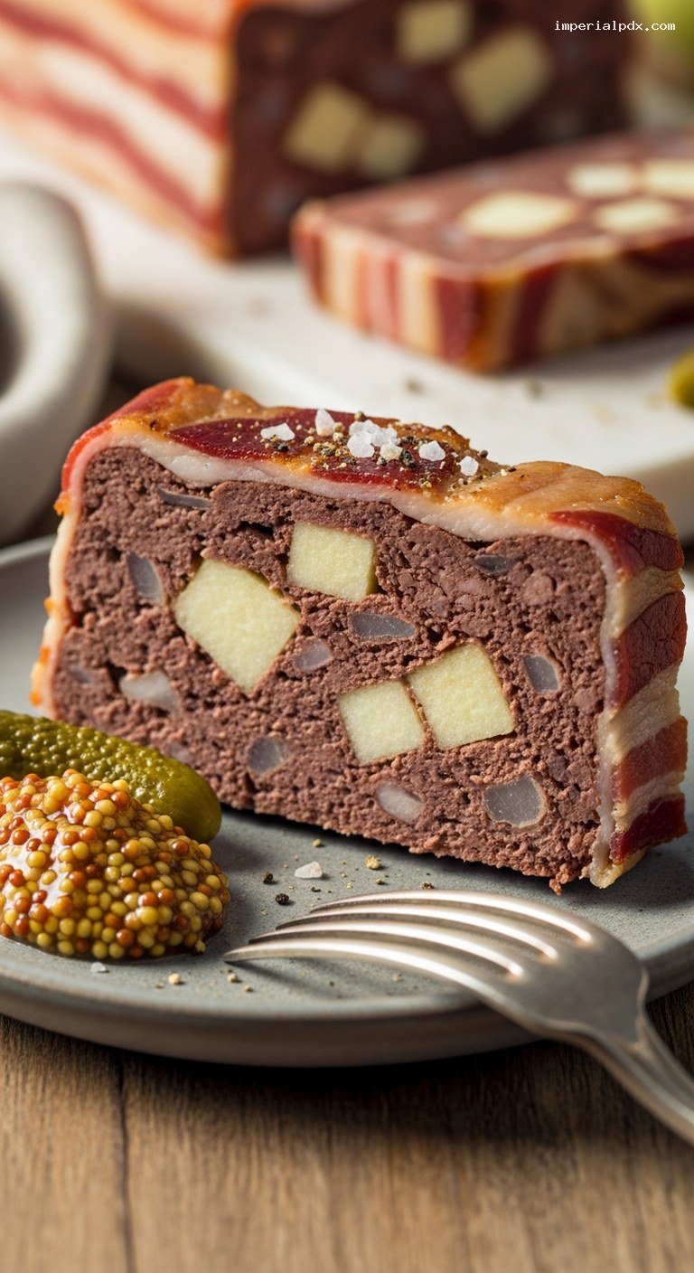 Boudin Noir Terrine with Apples and Onions – Closeup