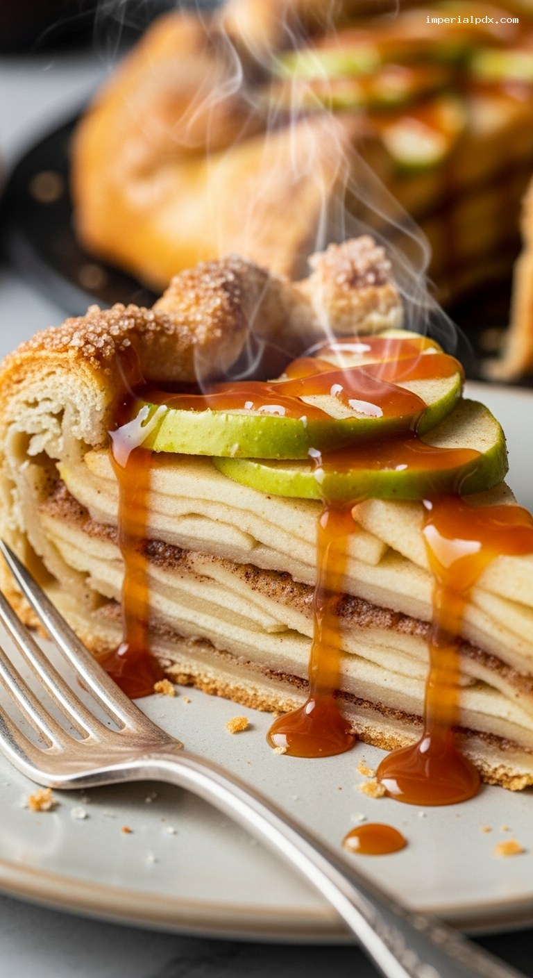 Bourbon Caramel Apple Galette with Spiced Apples – Closeup