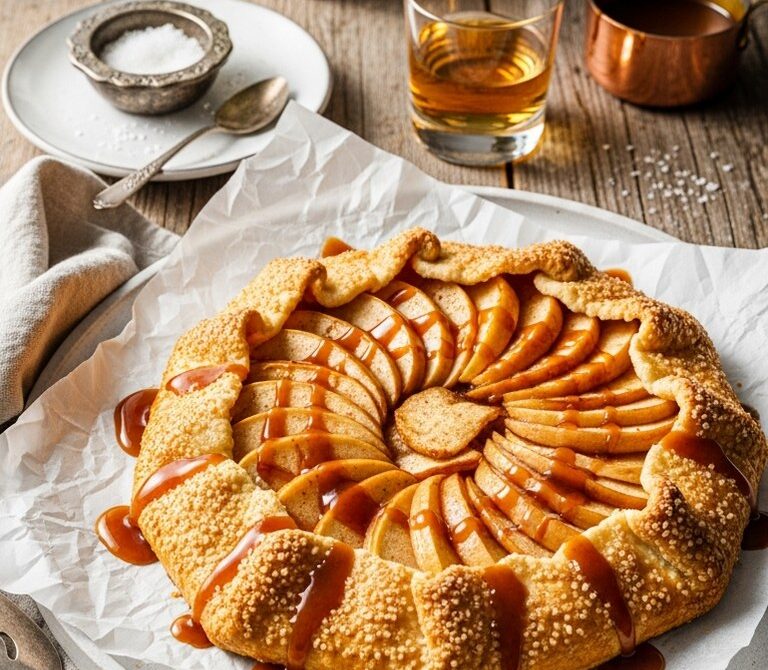 Bourbon Caramel Apple Galette with Spiced Apples