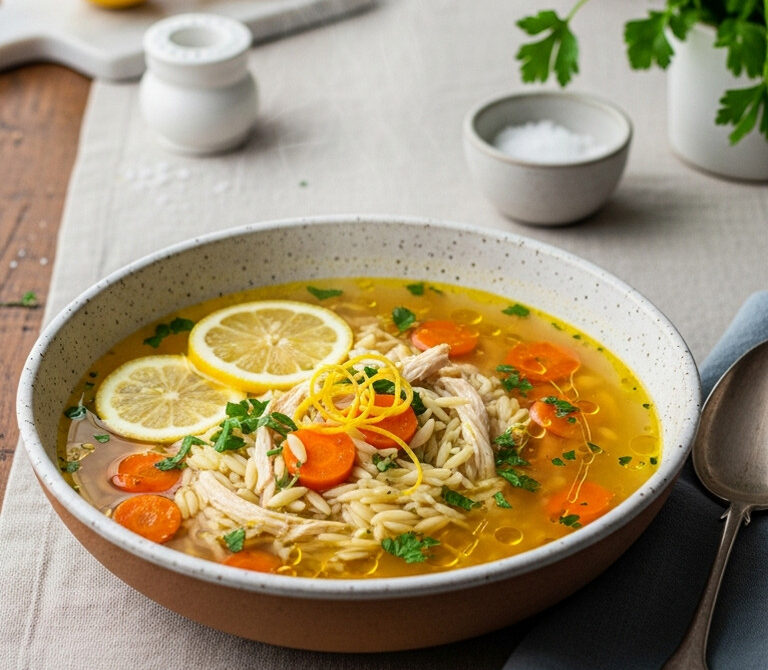 Bright Lemon Chicken Orzo Soup