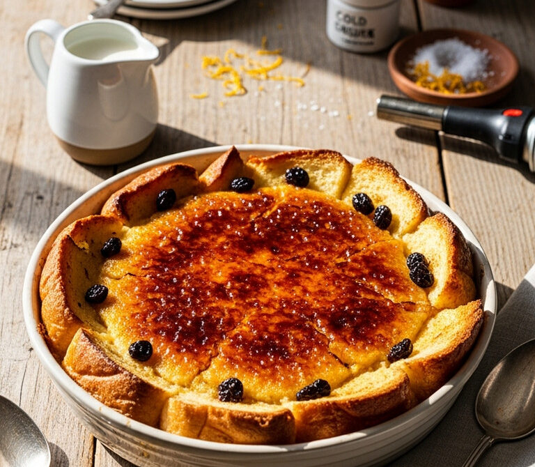 Brioche Bread and Butter Pudding with Rum Raisins