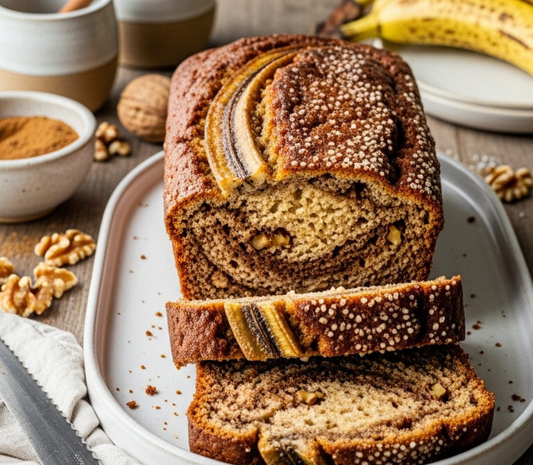 Brown Butter Banana Bread with Cinnamon Walnut Crust