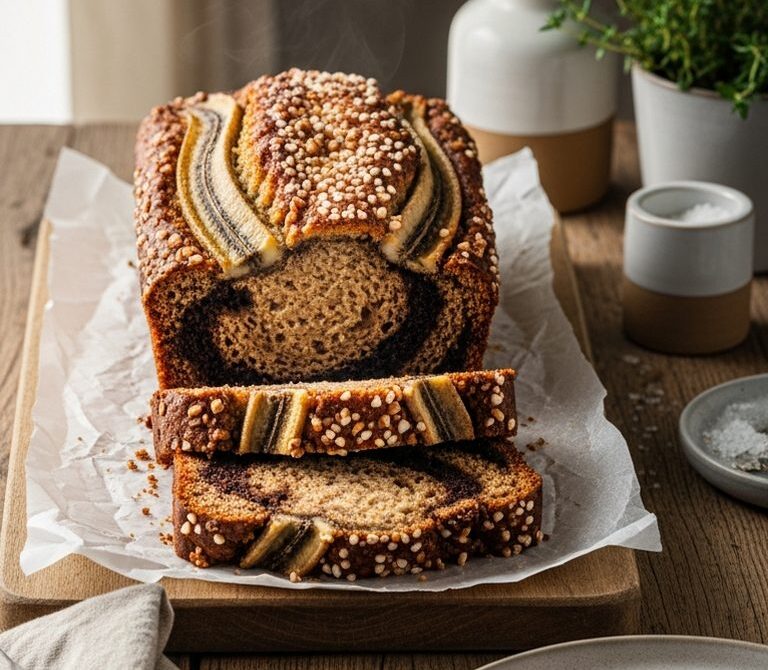 Brown Butter Banana Bread with Toasted Walnuts and Chocolate Swirl