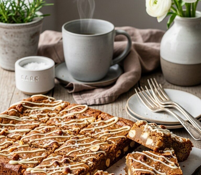 Brown Butter Blondies with Hazelnuts and White Chocolate