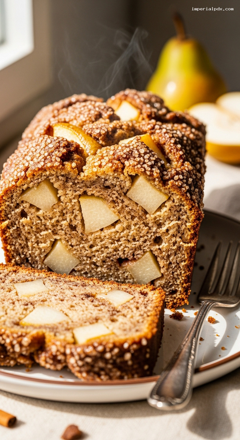 Brown Butter Cinnamon Pear Loaf – Closeup