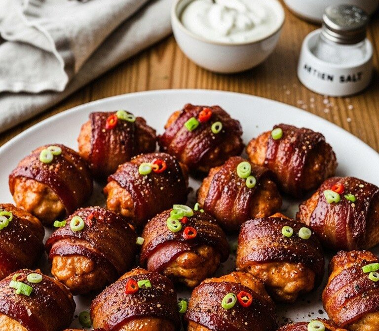 Brown Sugar Chili-Glazed Bacon-Wrapped Chicken Bites