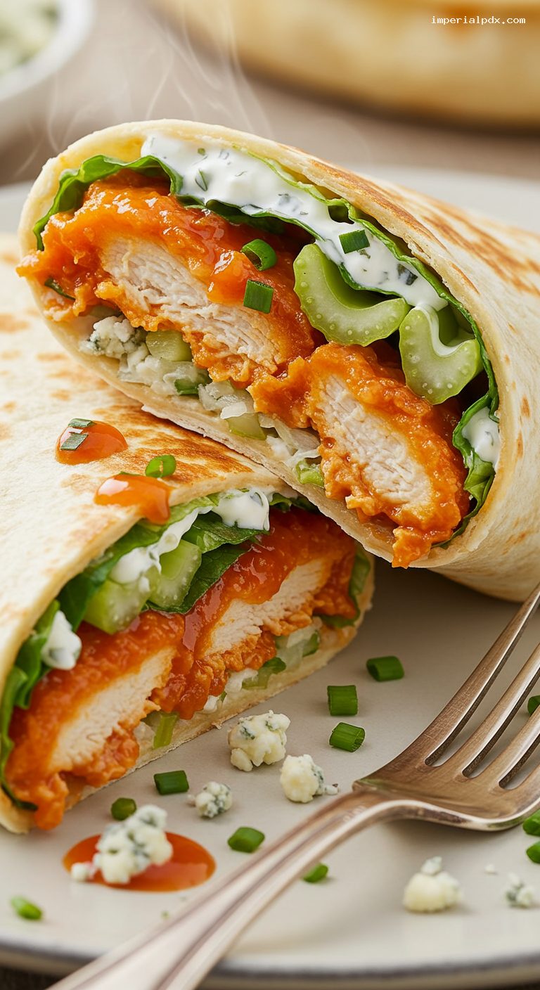 Buffalo Chicken Wrap with Blue Cheese or Ranch – Closeup