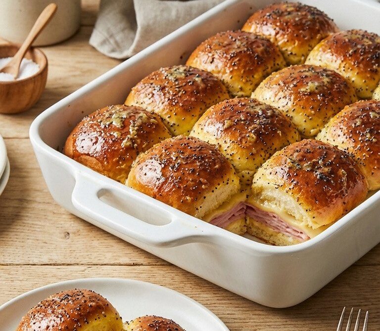 Buttery Dijon-Glazed Hawaiian Ham and Swiss Sliders