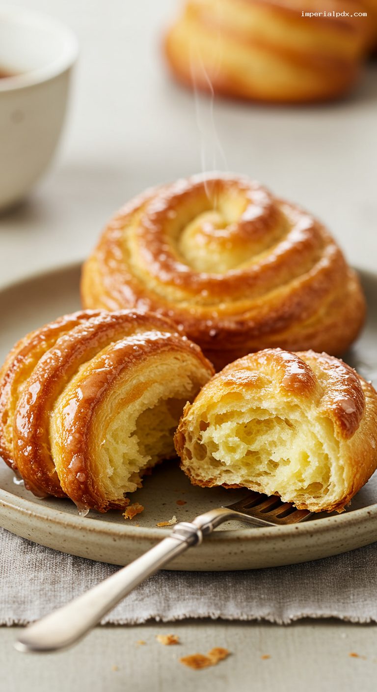 Buttery Medialunas de Manteca with Light Almíbar Glaze – Closeup