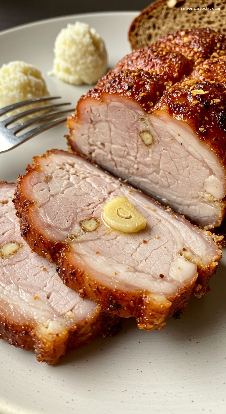 Buzhenina: Mustard-Spiced Slow-Roasted Pork Shoulder – Closeup
