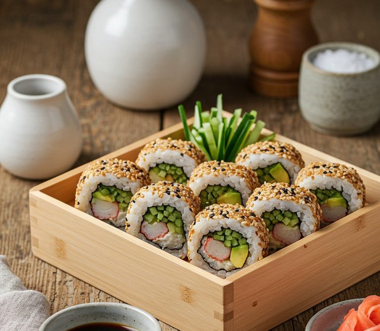 California Roll Bento with Avocado and Cucumber
