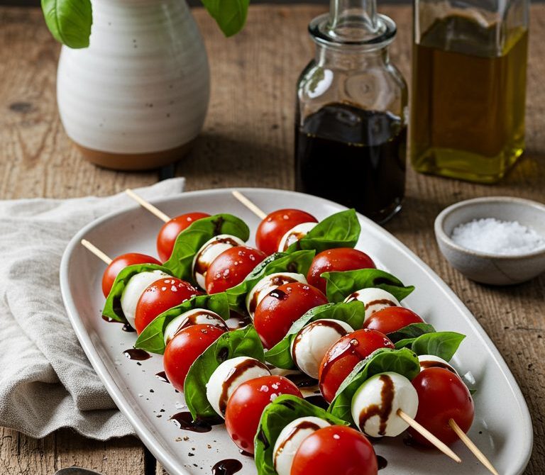 Caprese Skewers with Balsamic Glaze