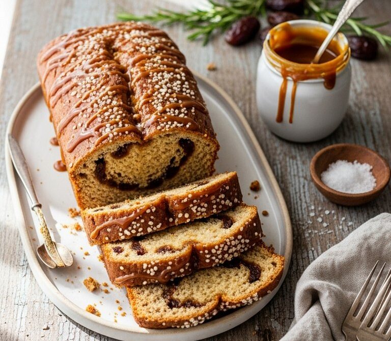 Caramel-Swirl Date Bread with Homemade Caramel