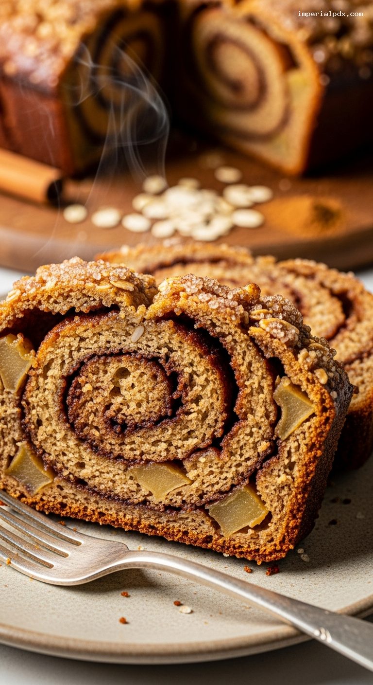 Caramelized Apple Cinnamon Oat Loaf – Closeup
