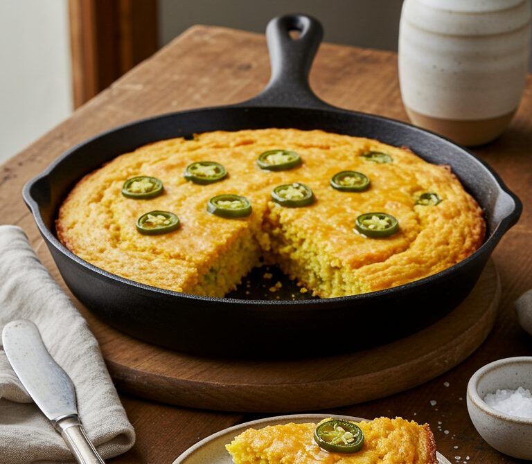 Cast-Iron Jalapeño Cheddar Cornbread with Honey Butter