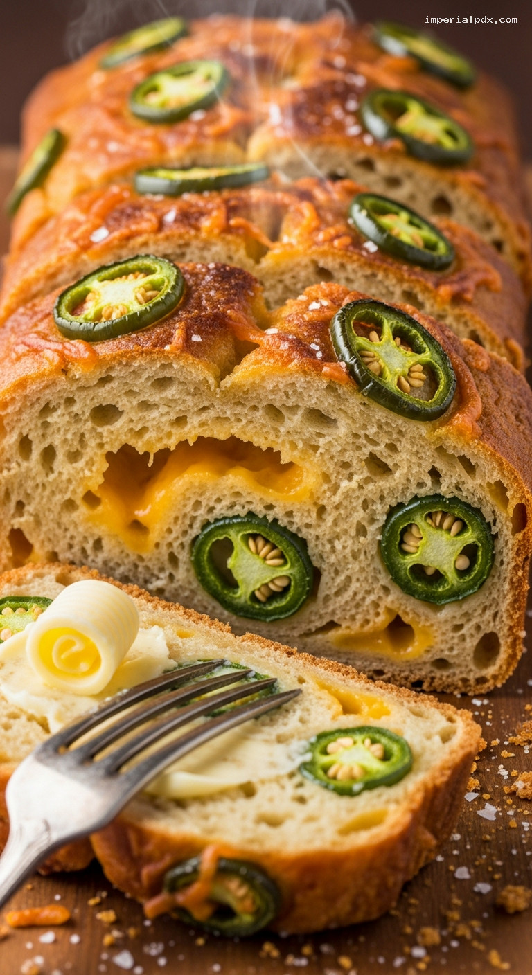 Cheddar-Jalapeño Beer Bread Loaf – Closeup