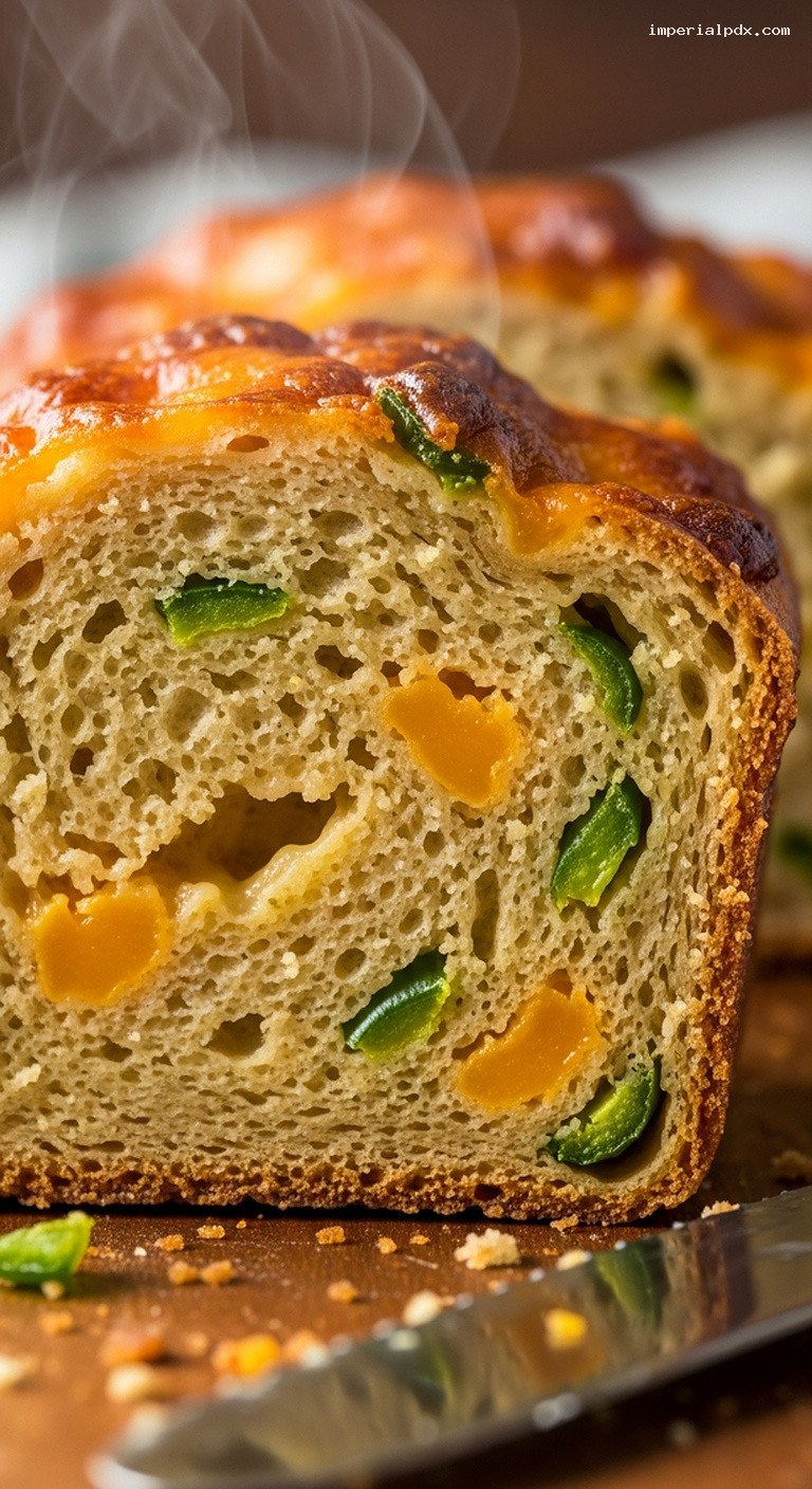 Cheesy Jalapeño Beer Bread with Cheddar Pockets – Closeup