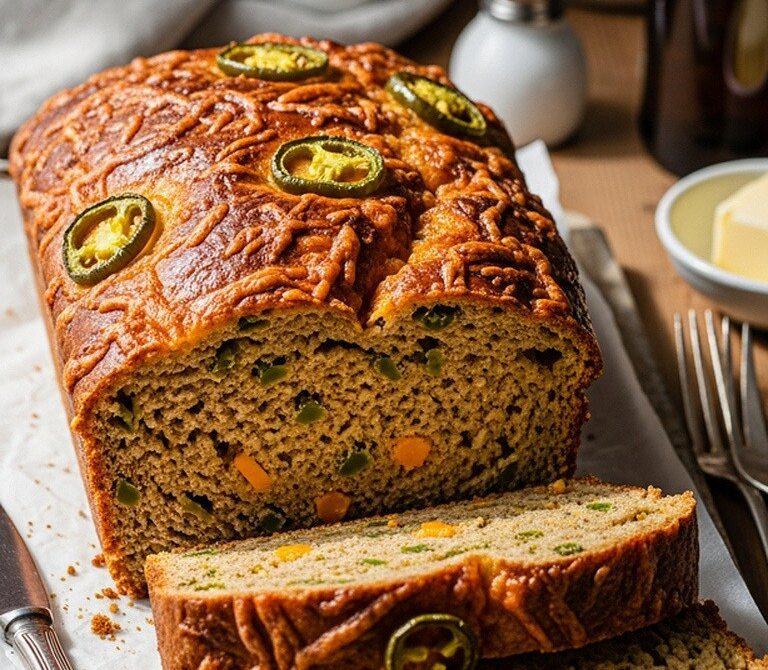 Cheesy Jalapeño Beer Bread with Cheddar Pockets