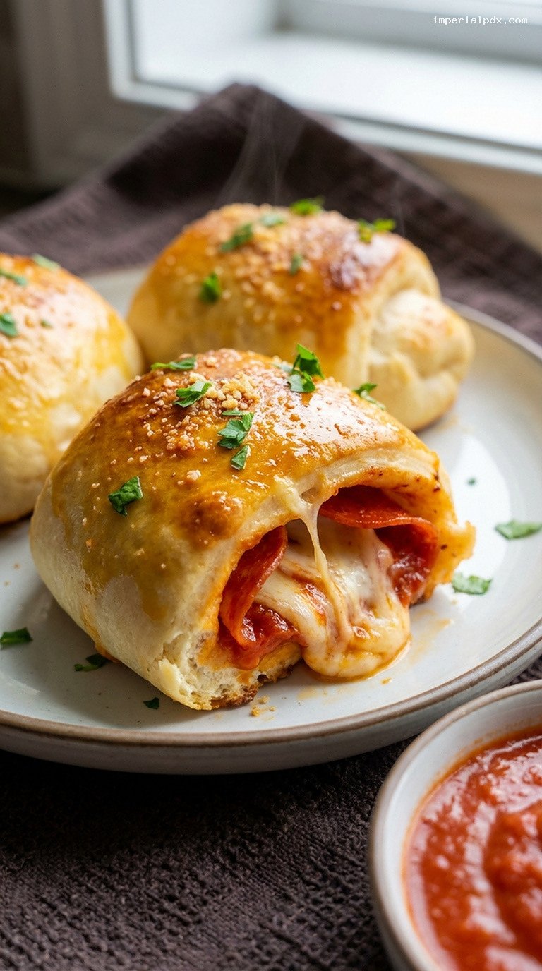 Cheesy Pepperoni Pizza Rolls for Easy Snacking – Closeup