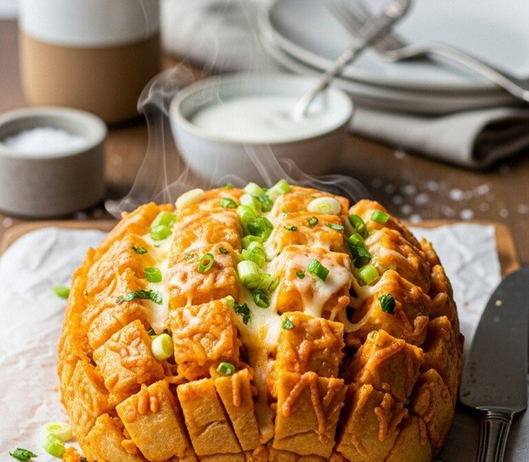 Cheesy Pull-Apart Buffalo Ranch Chicken Bread