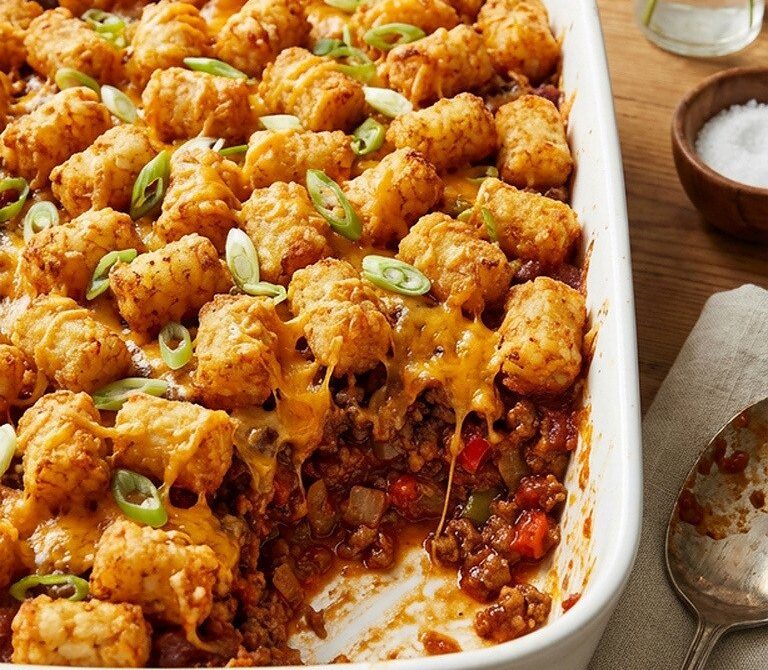 Cheesy Sloppy Joe Tater Tot Casserole