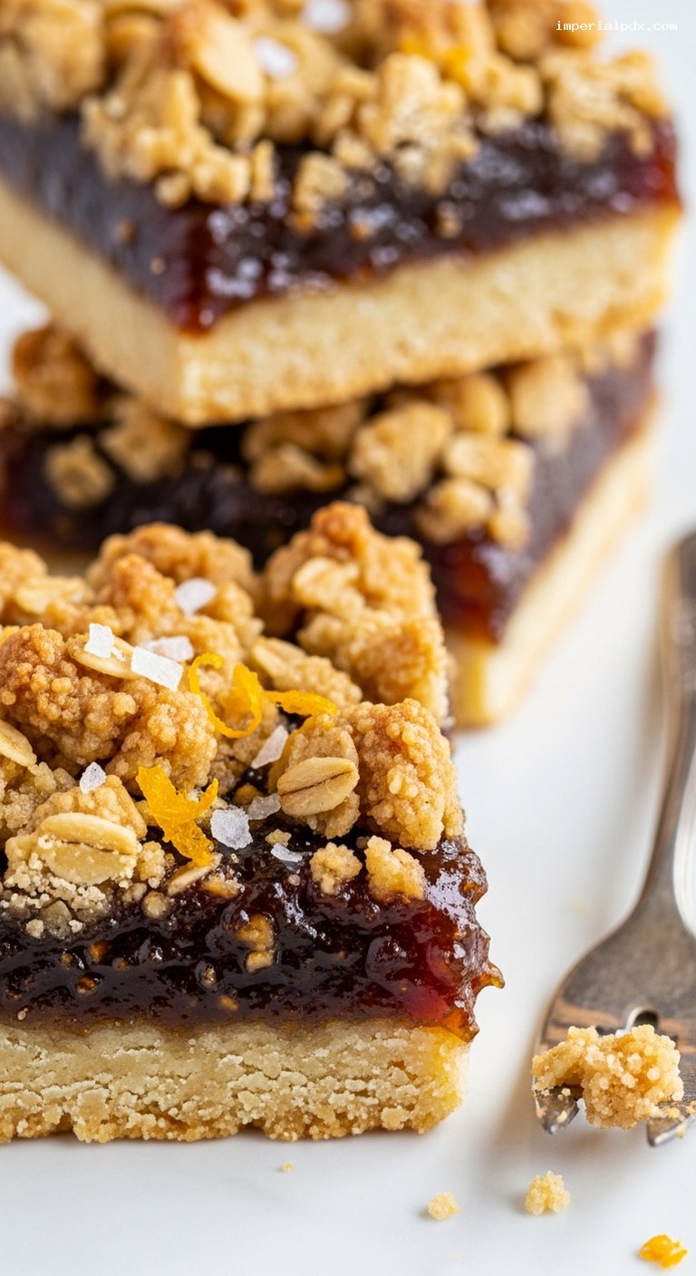 Chewy Oatmeal Date Bars with Spiced Filling – Closeup