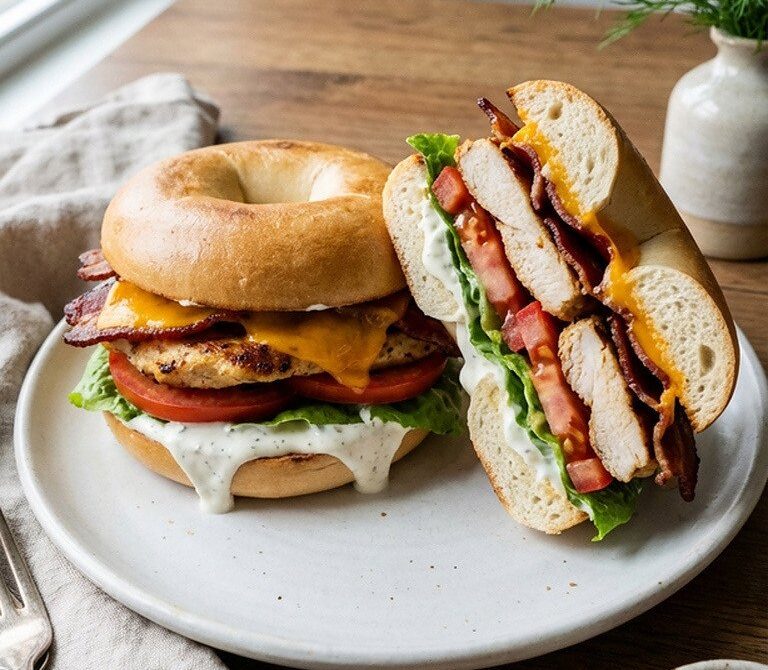 Chicken Bacon Ranch Club Bagel Sandwich