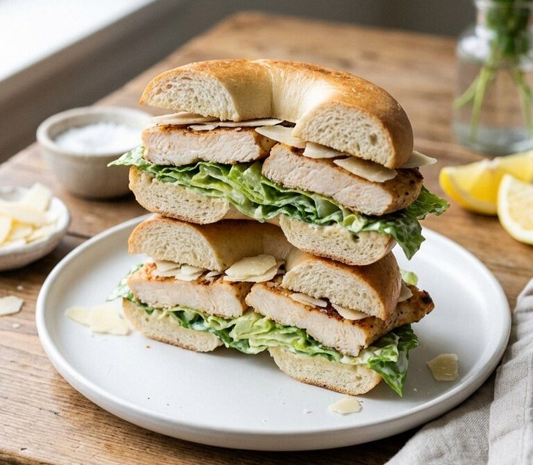 Chicken Caesar Salad Bagel Sandwich