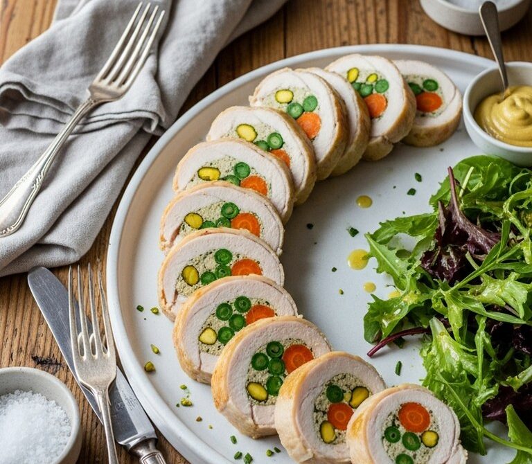 Chicken Galantine with Herb and Pistachio Forcemeat