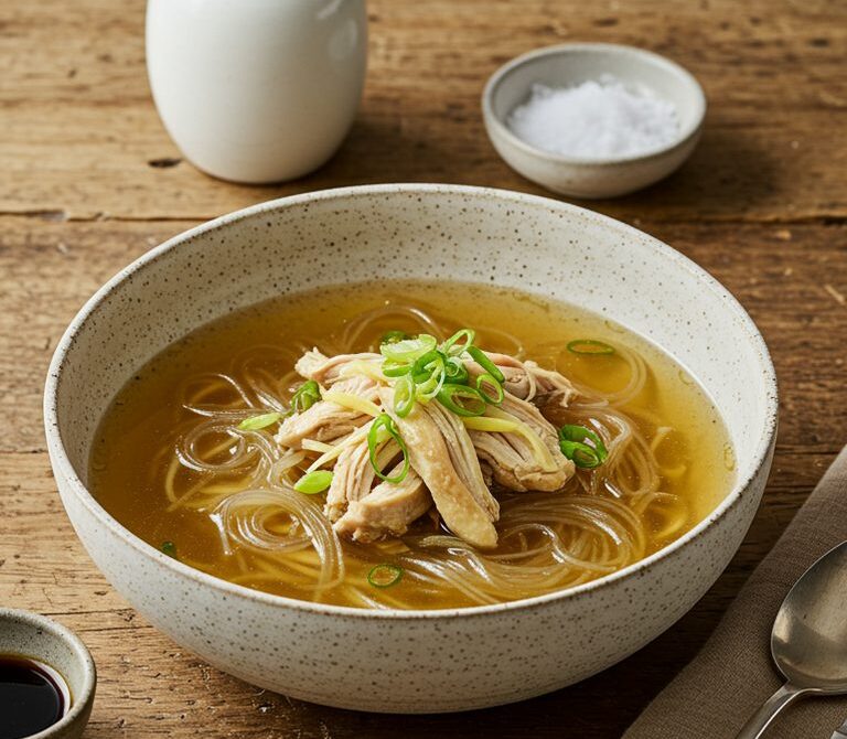 Chicken Long Rice with Ginger Broth and Glass Noodles