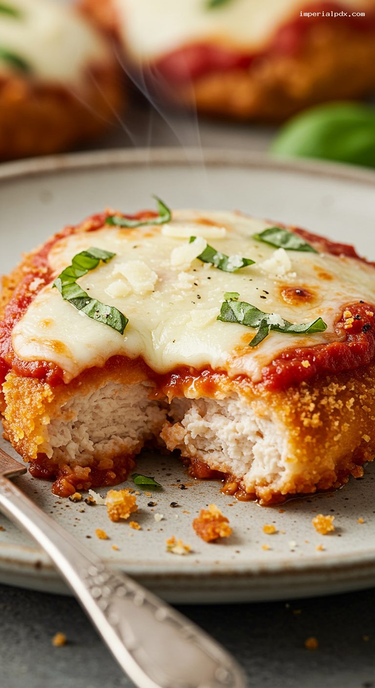 Chicken Parmesan Bites with Marinara and Mozzarella – Closeup