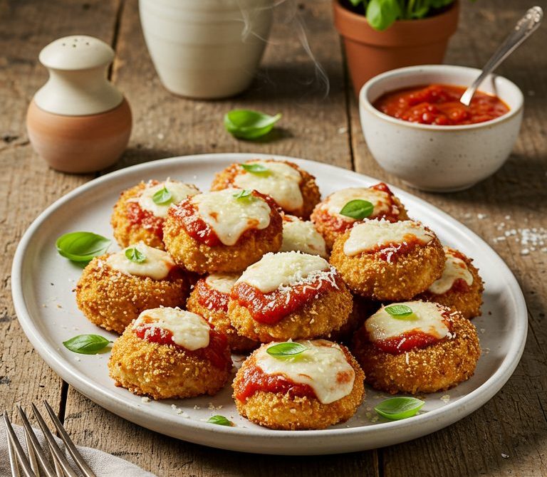Chicken Parmesan Bites with Marinara and Mozzarella