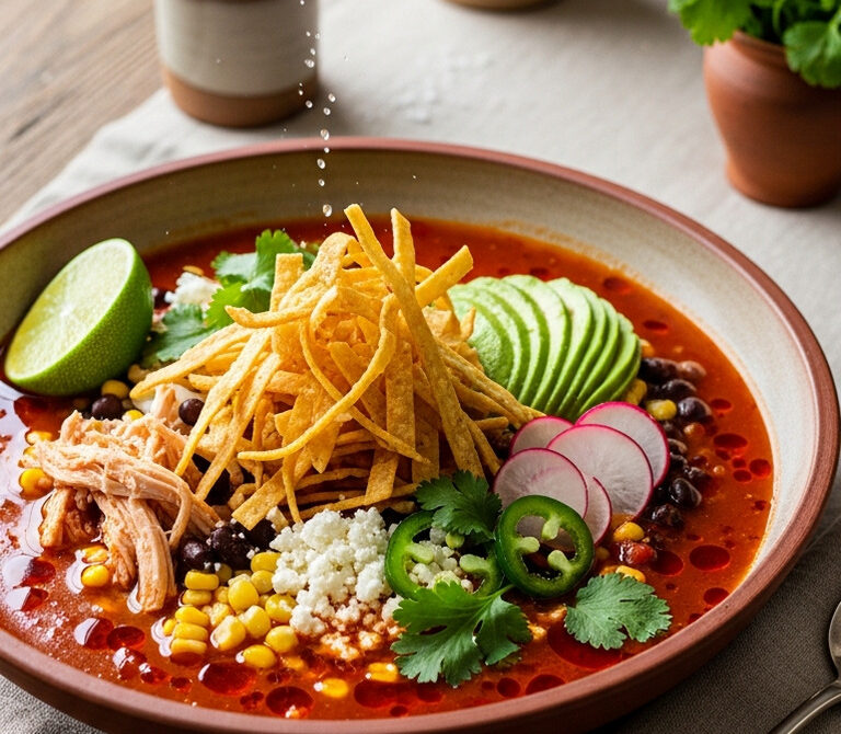 Chicken Tortilla Soup with Tomato-Chile Broth