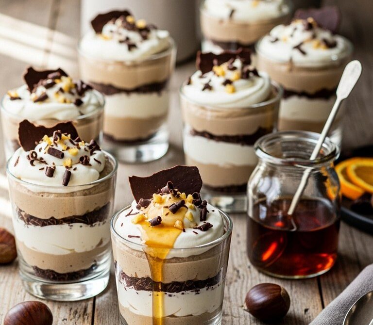Chilled Chestnut Mousse Parfaits with Cognac Syrup