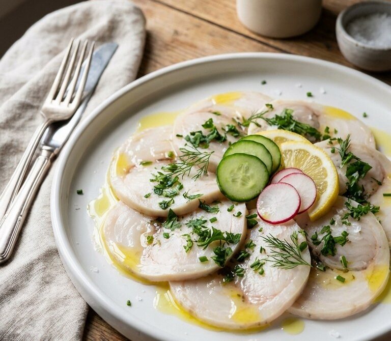 Chilled Lemon-Herb Swordfish Torchon, Sashimi-Style