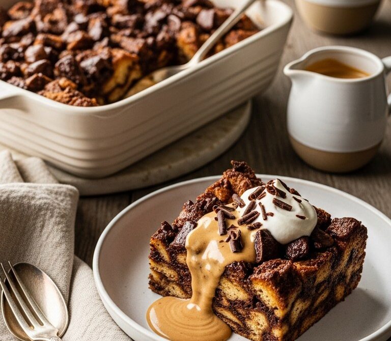 Chocolate Brioche Bread Pudding with Espresso Sauce
