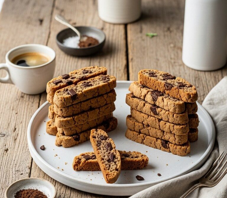 Chocolate Espresso Biscotti with Dark Chocolate Chunks