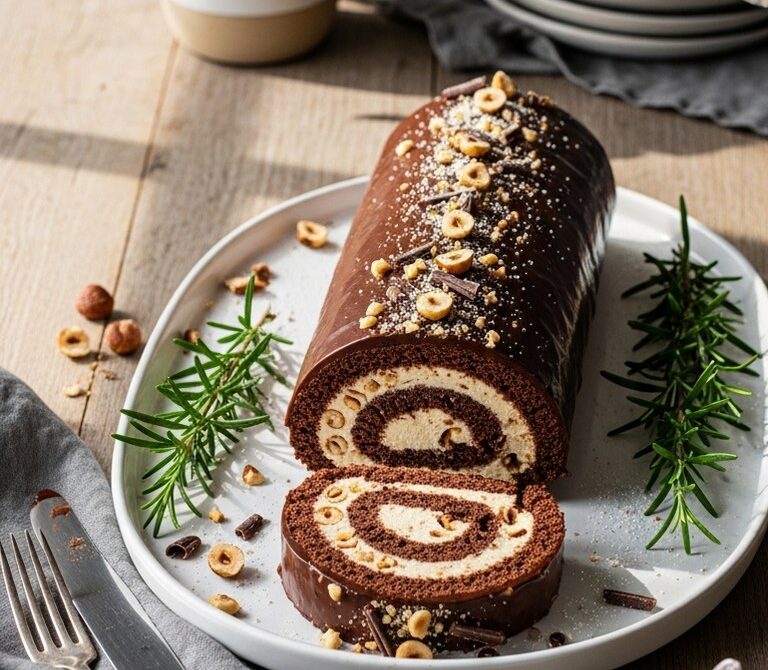 Chocolate Hazelnut Roulade with Ganache