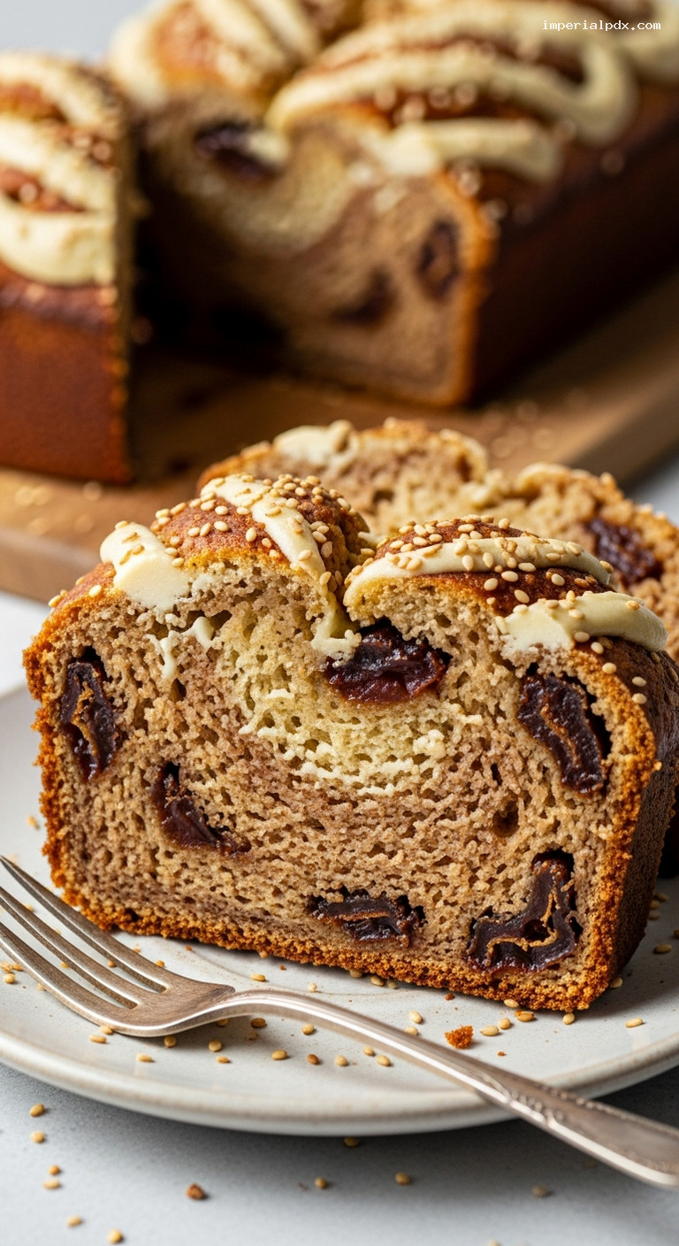 Cinnamon Date Tahini Loaf – Closeup