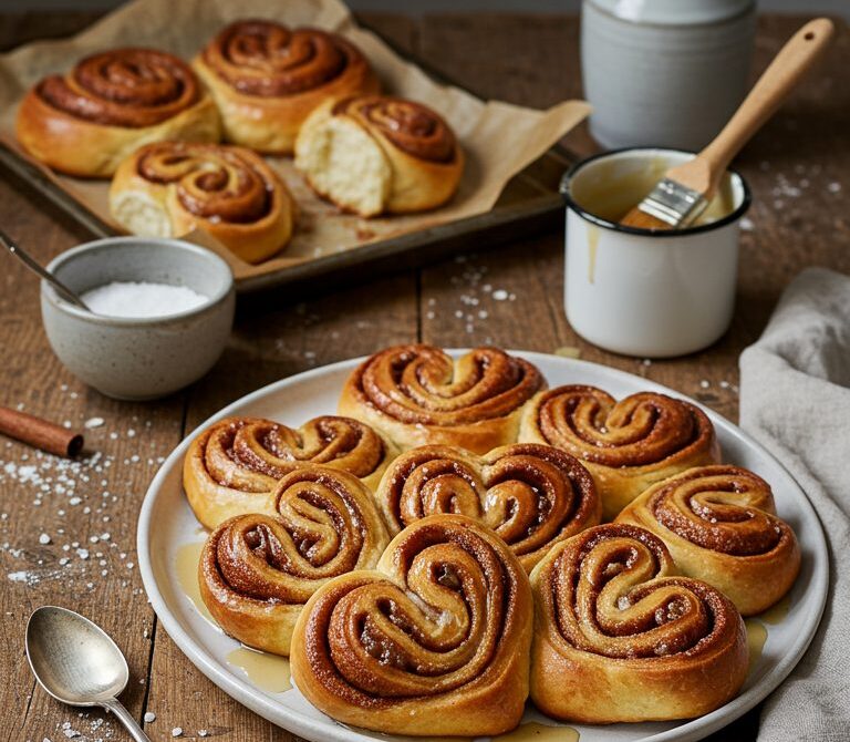 Cinnamon Plyushki: Fluffy Heart-Shaped Yeasted Buns