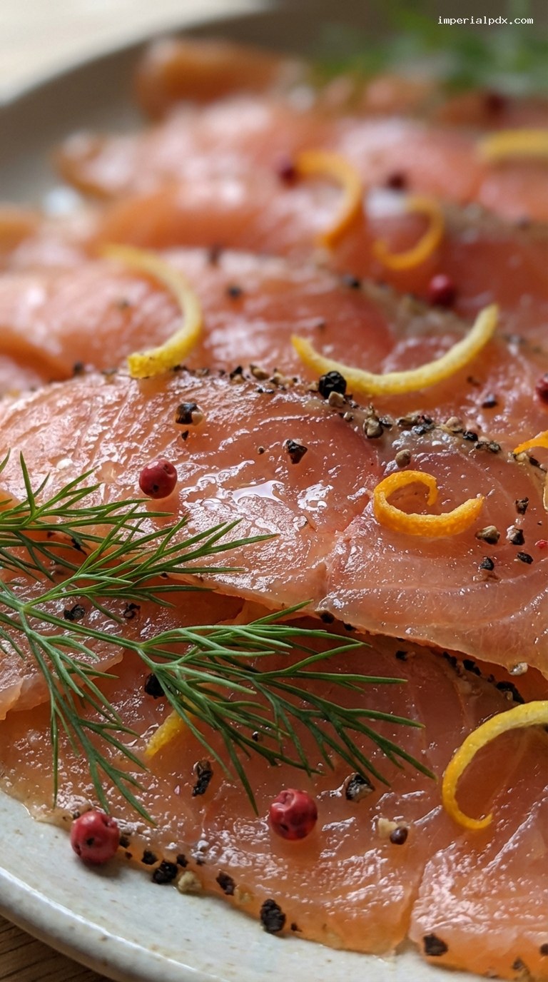 Citrus and Cracked Pepper Cured Trout – Closeup