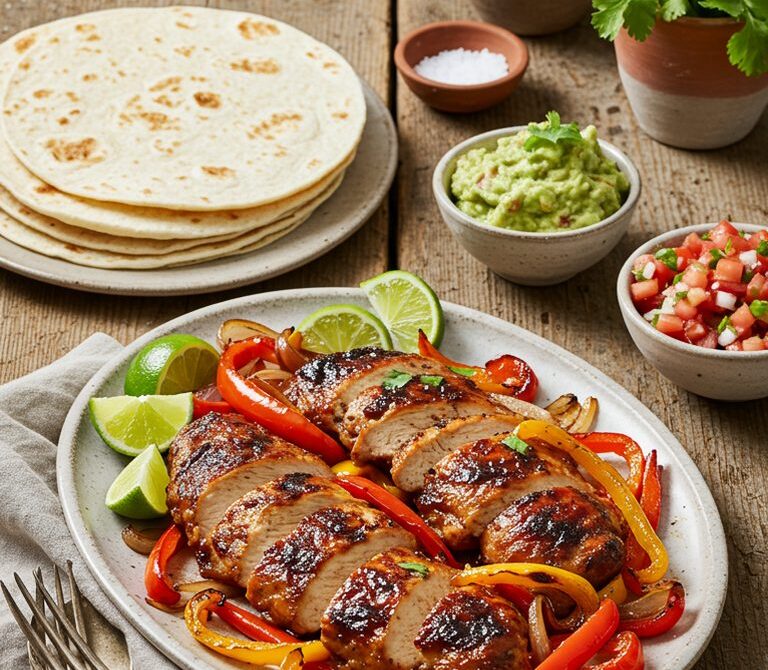 Citrus-Garlic Chicken Fajitas with Peppers and Onions