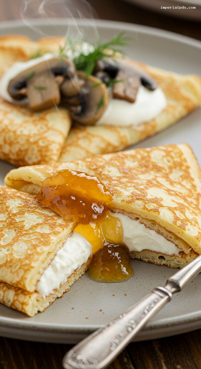 Classic Blini with Sweet or Savory Fillings – Closeup