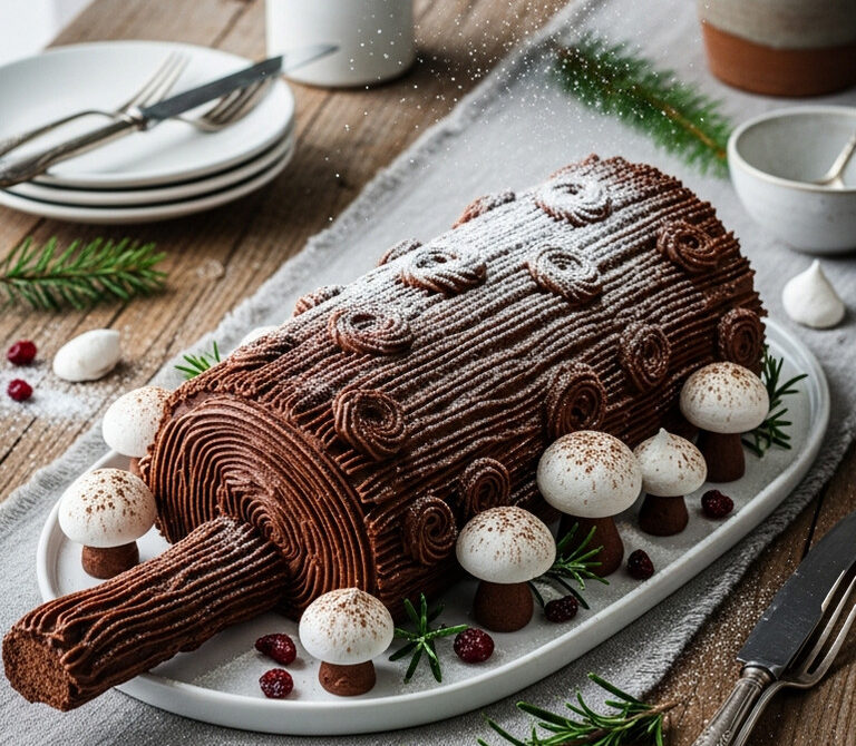 Classic Bûche de Noël with Chocolate Buttercream