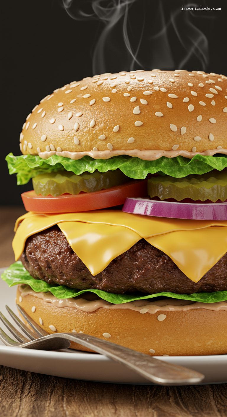 Classic Cheeseburger with Special Sauce – Closeup