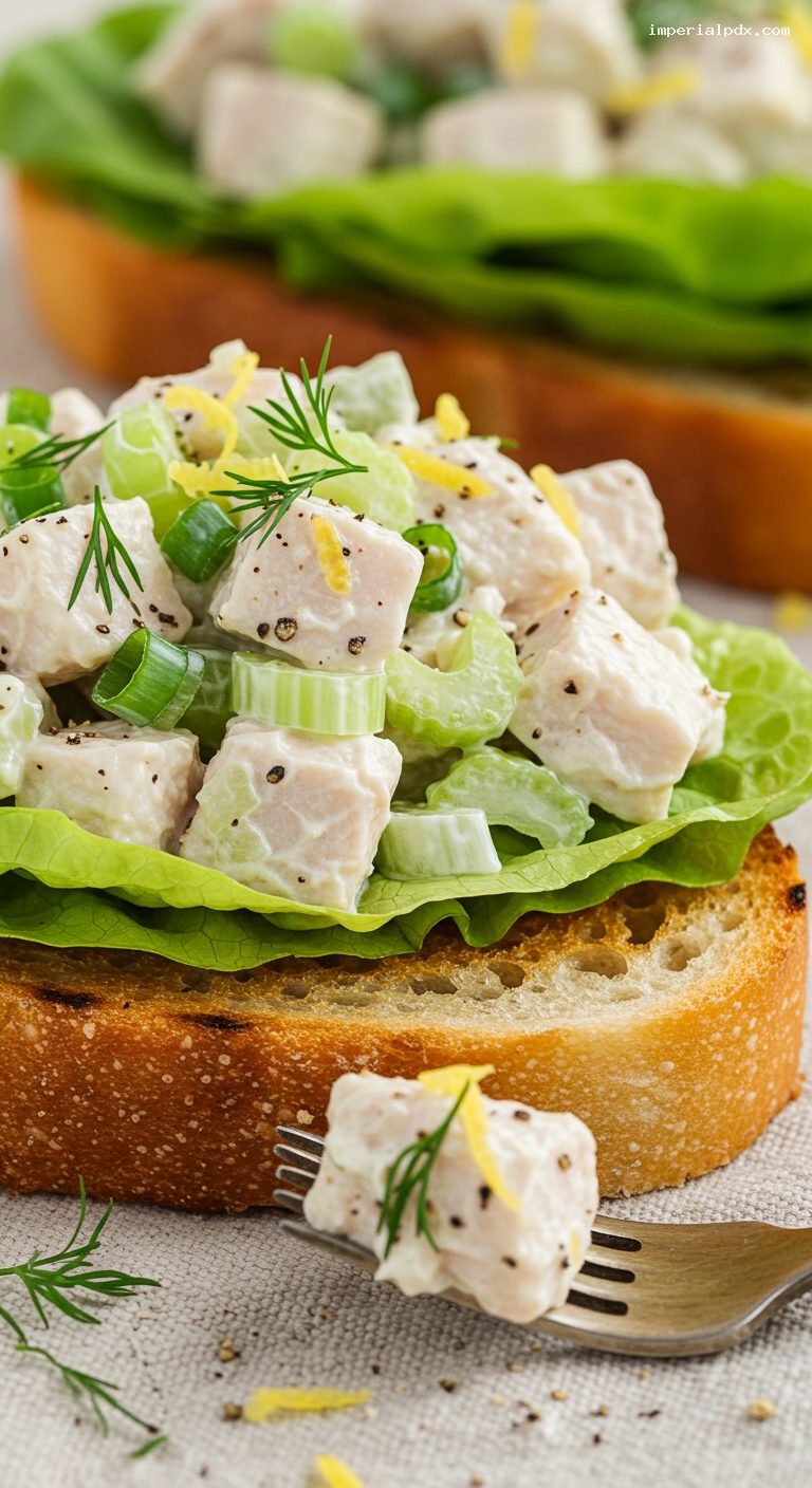 Classic Chicken Salad Sandwich on Sourdough – Closeup